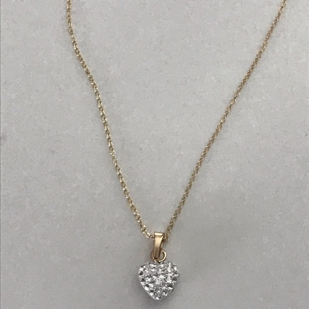 10k GOLD plated Heart Pave Necklace 925 silver - Picture 9 of 13